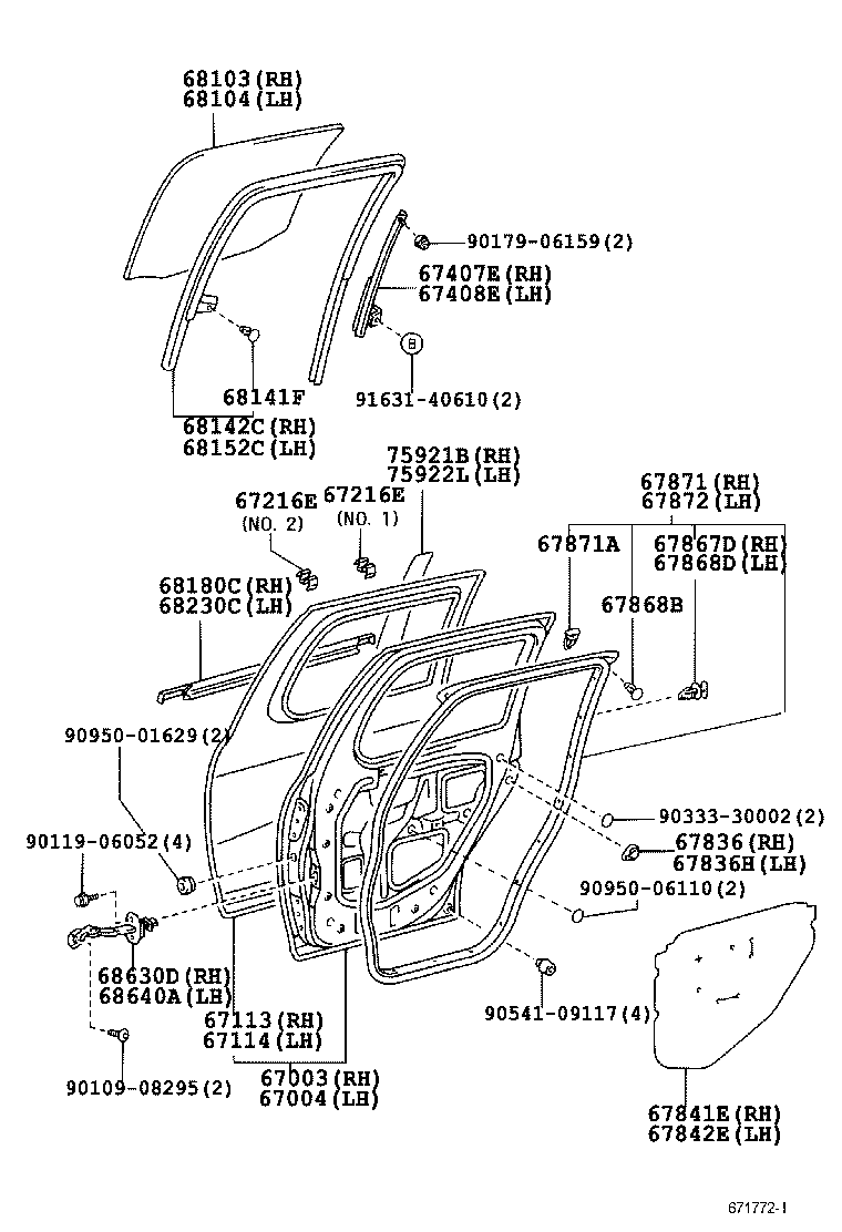 67003-52040 PANEL SUB-ASSY, REAR DOOR, RH product image