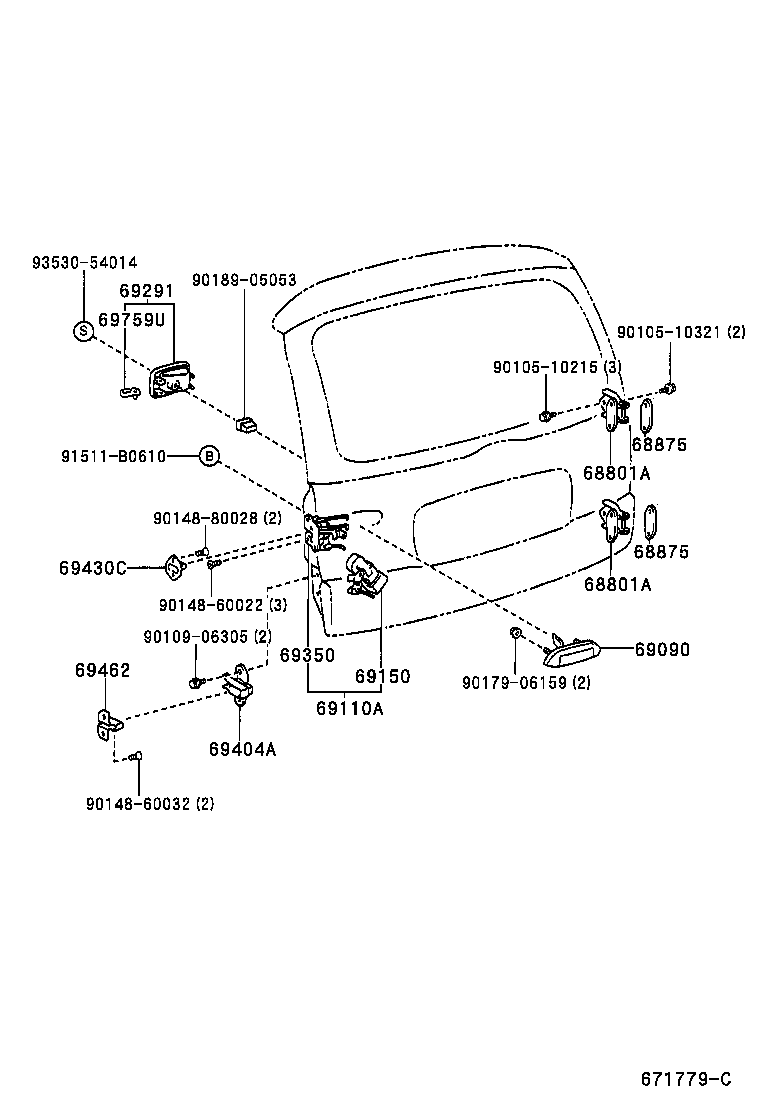 69090-52030-F0 HANDLE ASSY, BACK DOOR, OUTSIDE product image