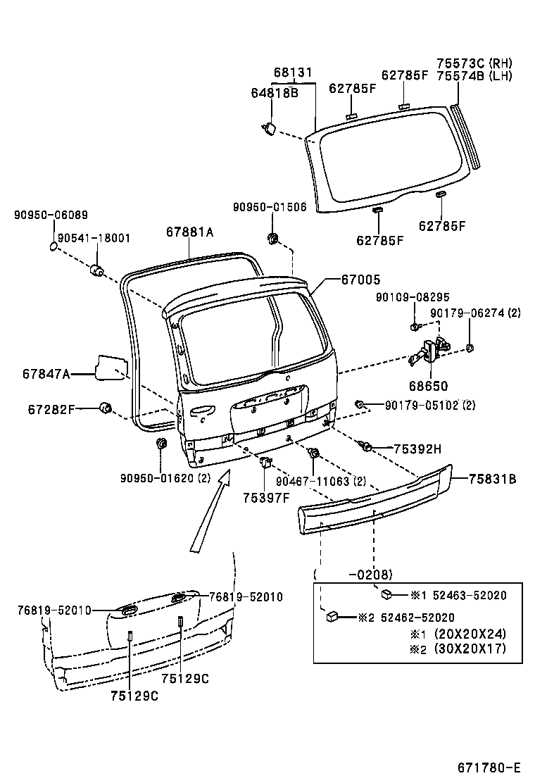 67005-52050 PANEL SUB-ASSY, BACK DOOR product image