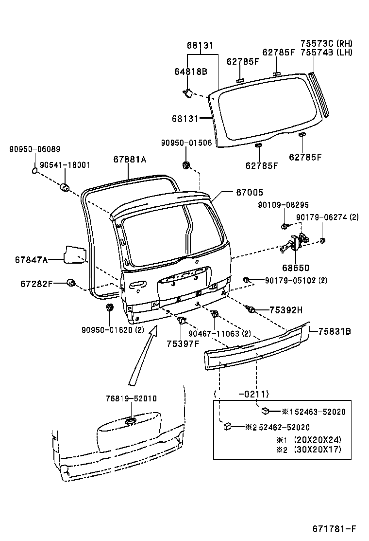 64819-52010 SPACER, BACK DOOR GLASS, NO.1 product image