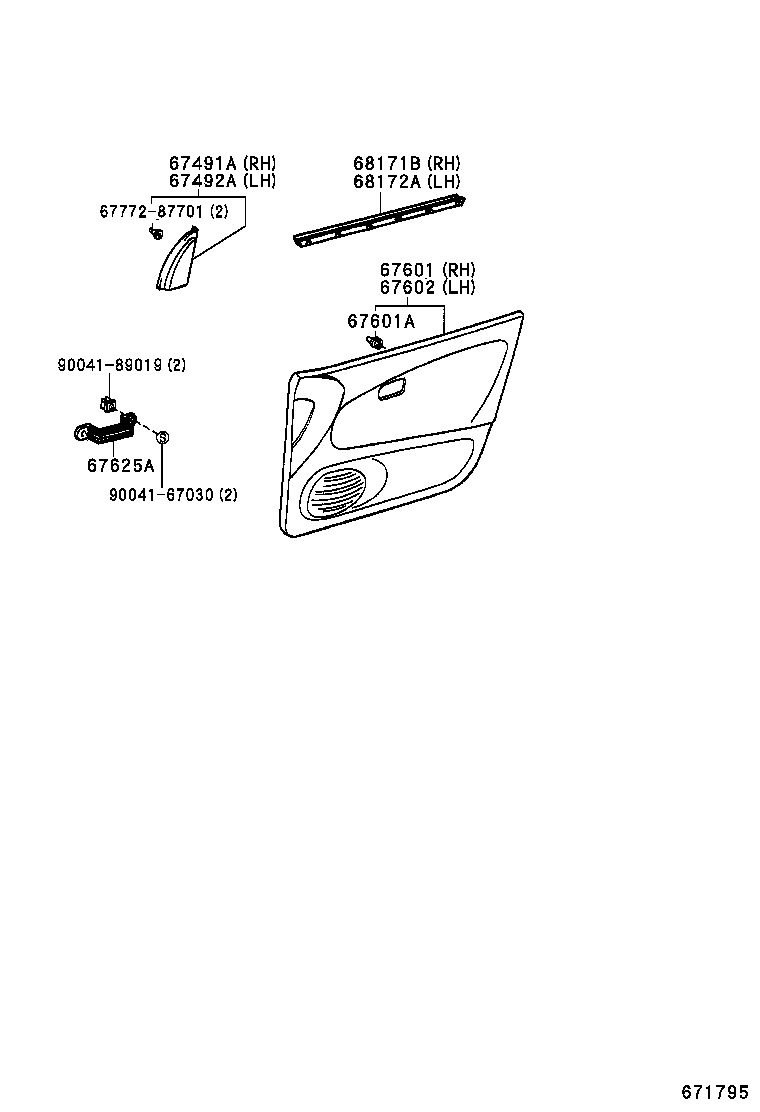 67404-87401 FRAME SUB-ASSY, FRONT DOOR, REAR LOWER LH product image