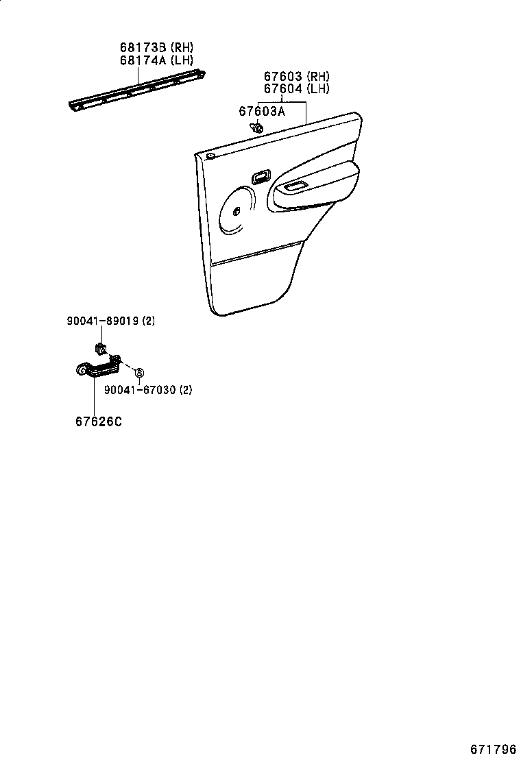 67003-87403 PANEL SUB-ASSY, REAR DOOR, RH product image
