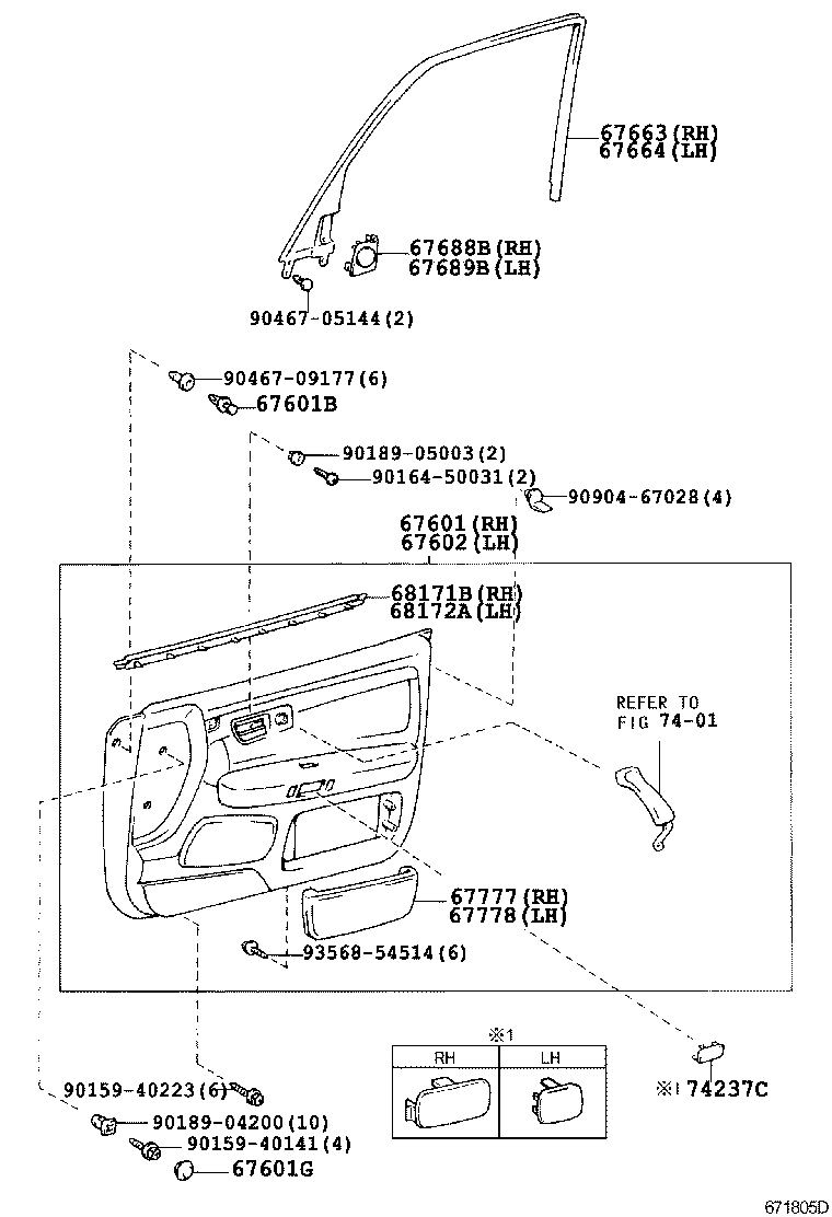 67002-30890 PANEL SUB-ASSY, FRONT DOOR, LH product image