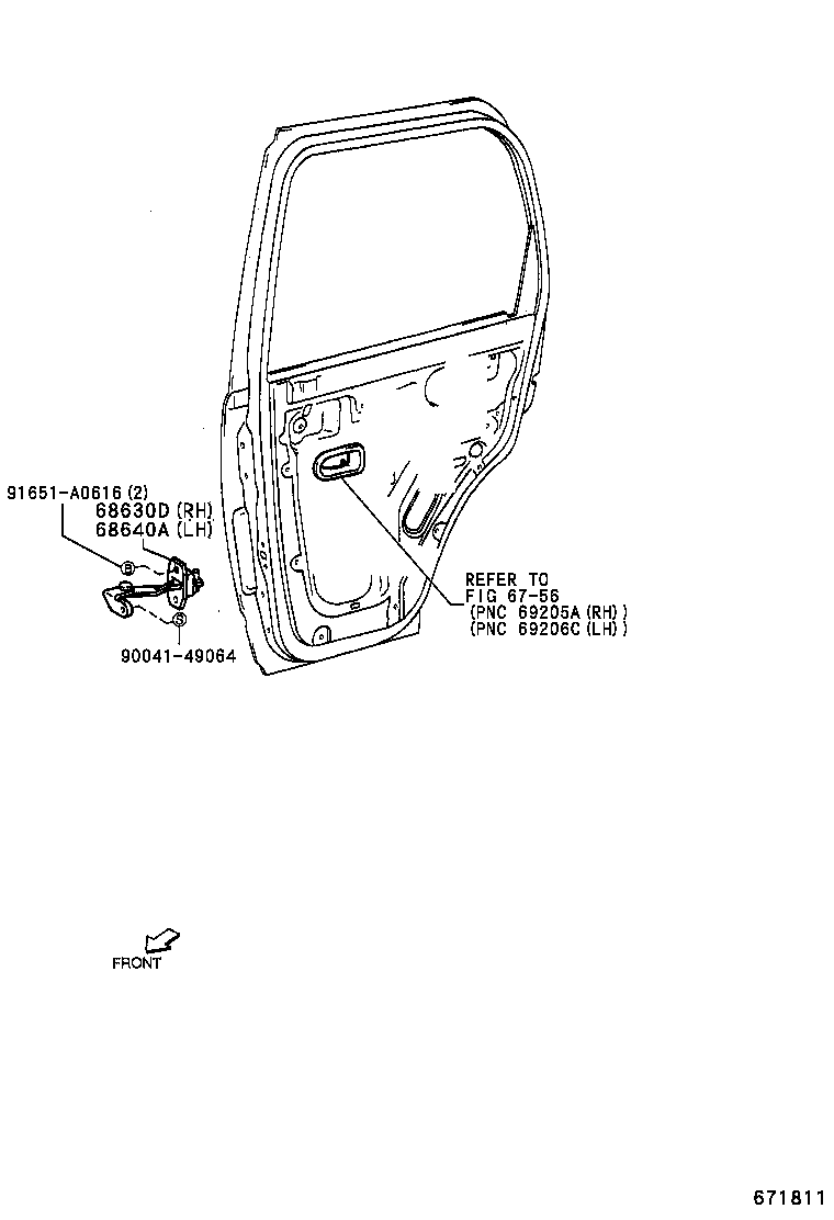 67003-87403 PANEL SUB-ASSY, REAR DOOR, RH product image