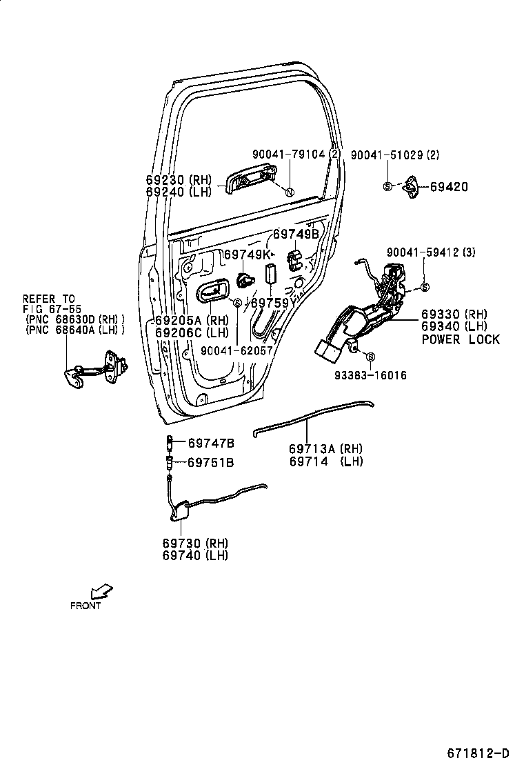 69060-87402 LOCK ASSY, REAR DOOR, LH product image