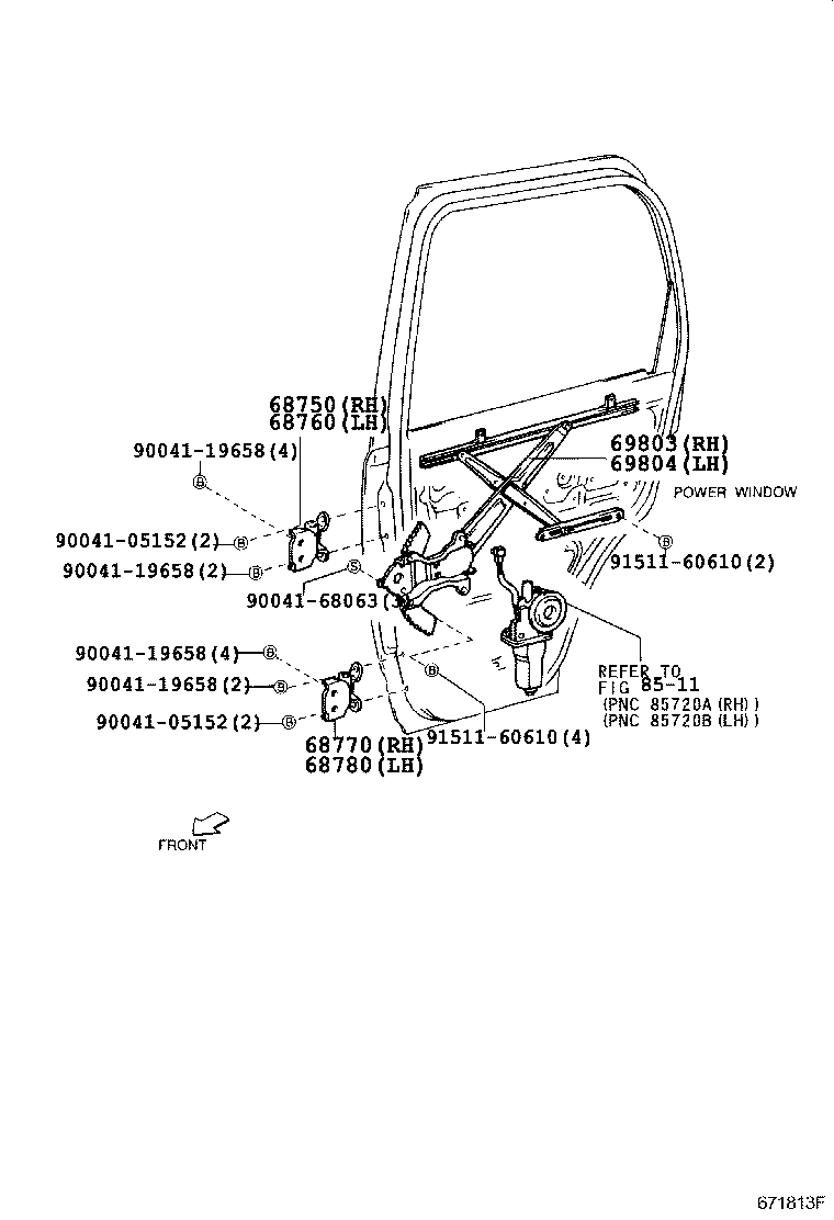 68750-87402 HINGE ASSY, REAR DOOR, UPPER RH product image