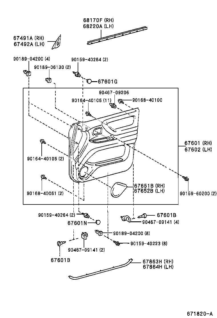 67002-60463 PANEL SUB-ASSY, FRONT DOOR, LH product image