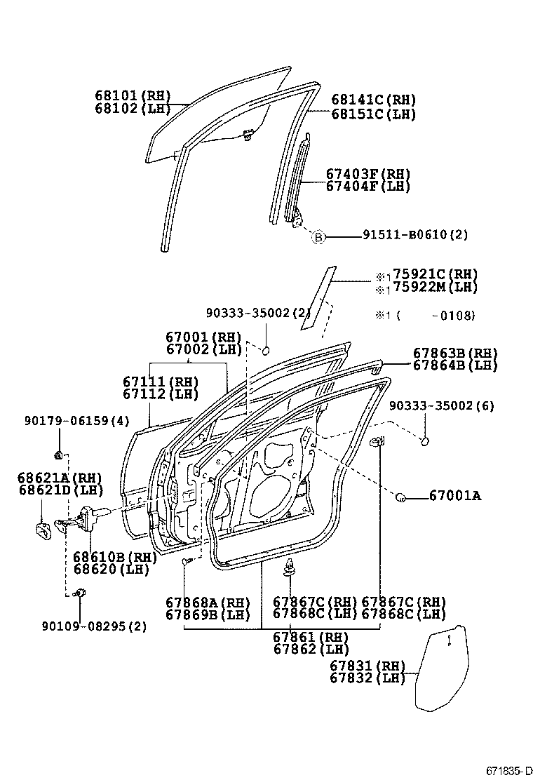 67404-30160 FRAME SUB-ASSY, FRONT DOOR, REAR LOWER LH product image
