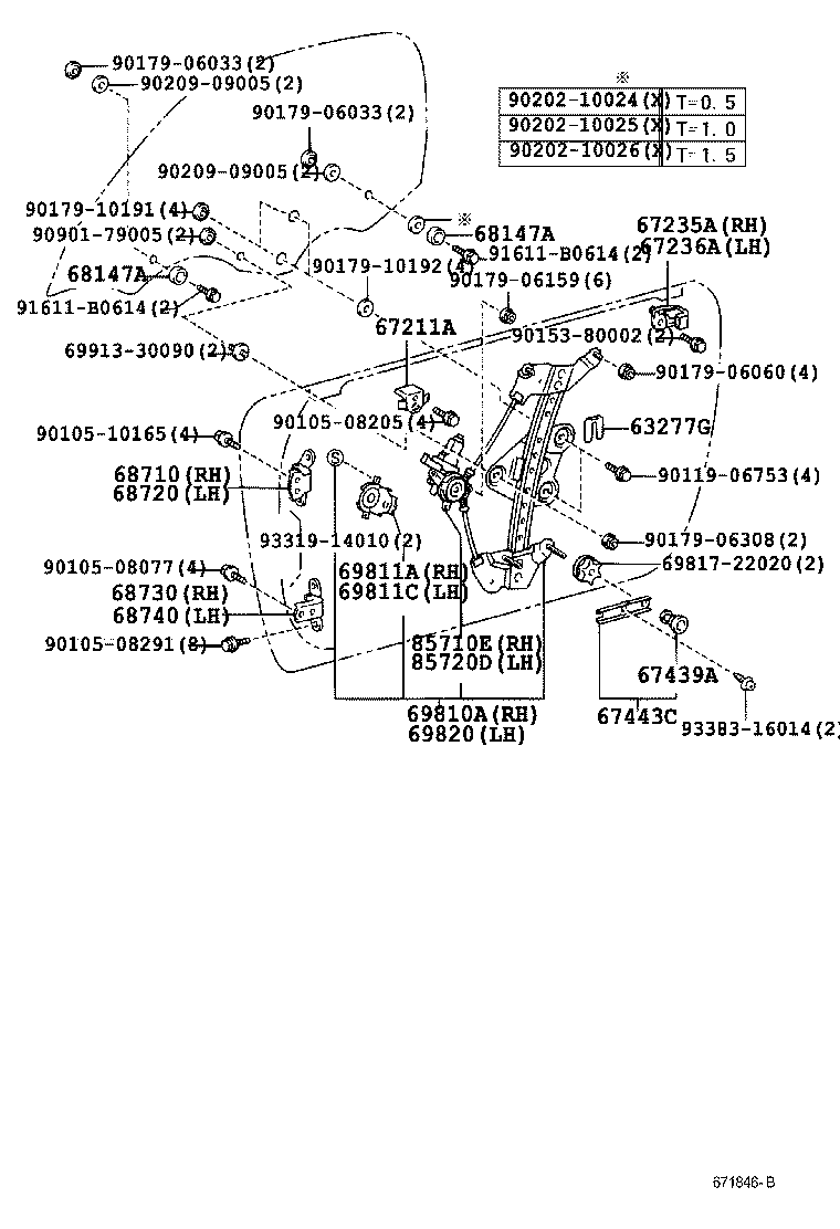 Toyota 67211-30070 STOP, FRONT DOOR WINDOW, UPPER