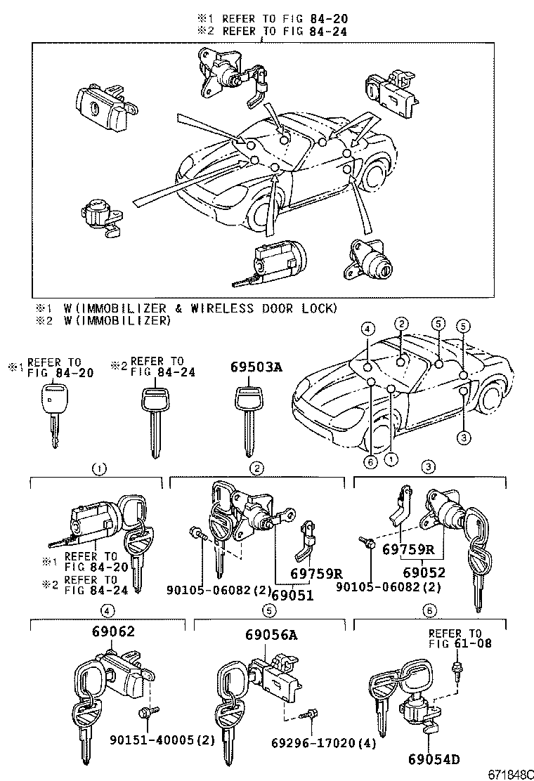 Toyota 69052-17130 CYLINDER & KEY SET, DOOR LOCK, LH