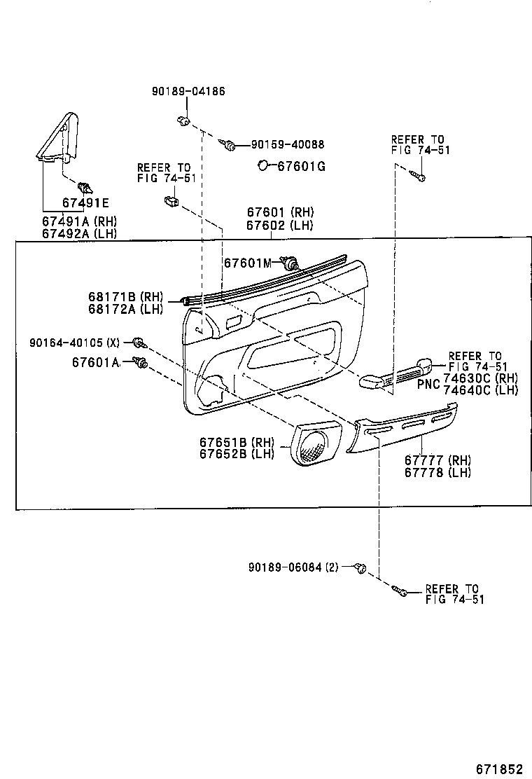 68101-42110 GLASS SUB-ASSY, FRONT DOOR, RH product image