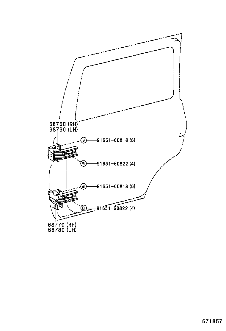 68780-0B010 HINGE ASSY, REAR DOOR, LOWER LH product image