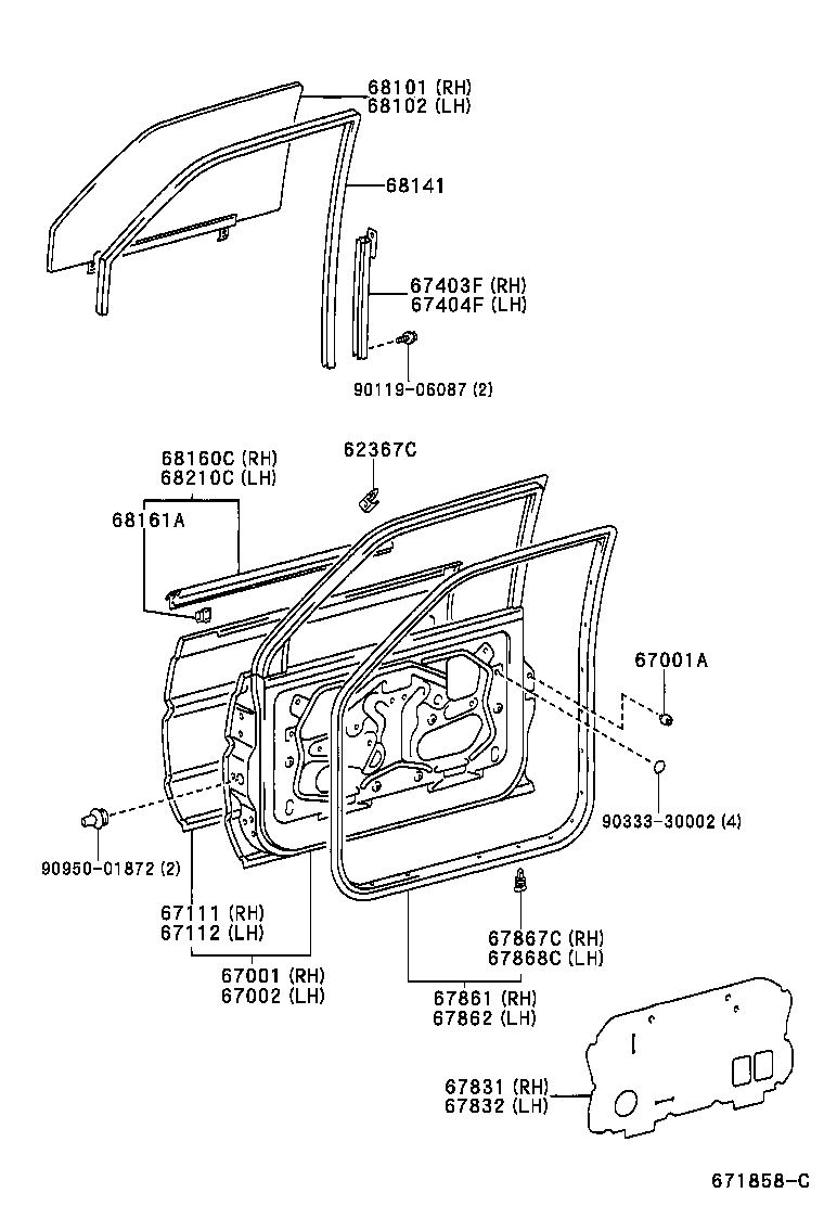 67404-90P00 FRAME SUB-ASSY, FRONT DOOR, REAR LOWER LH product image