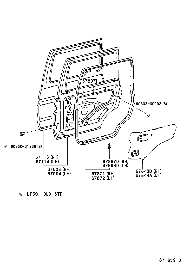 67113-0B050 PANEL, REAR DOOR, OUTER RH product image