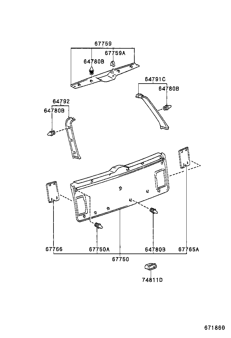 64818-31010 SPACER, BACK DOOR GLASS, NO.1 product image