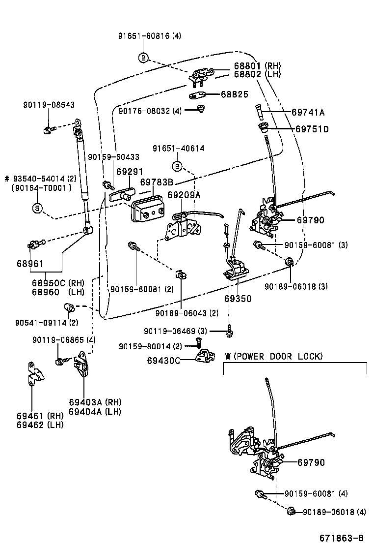68960-39175 STAY ASSY, BACK DOOR, LH product image