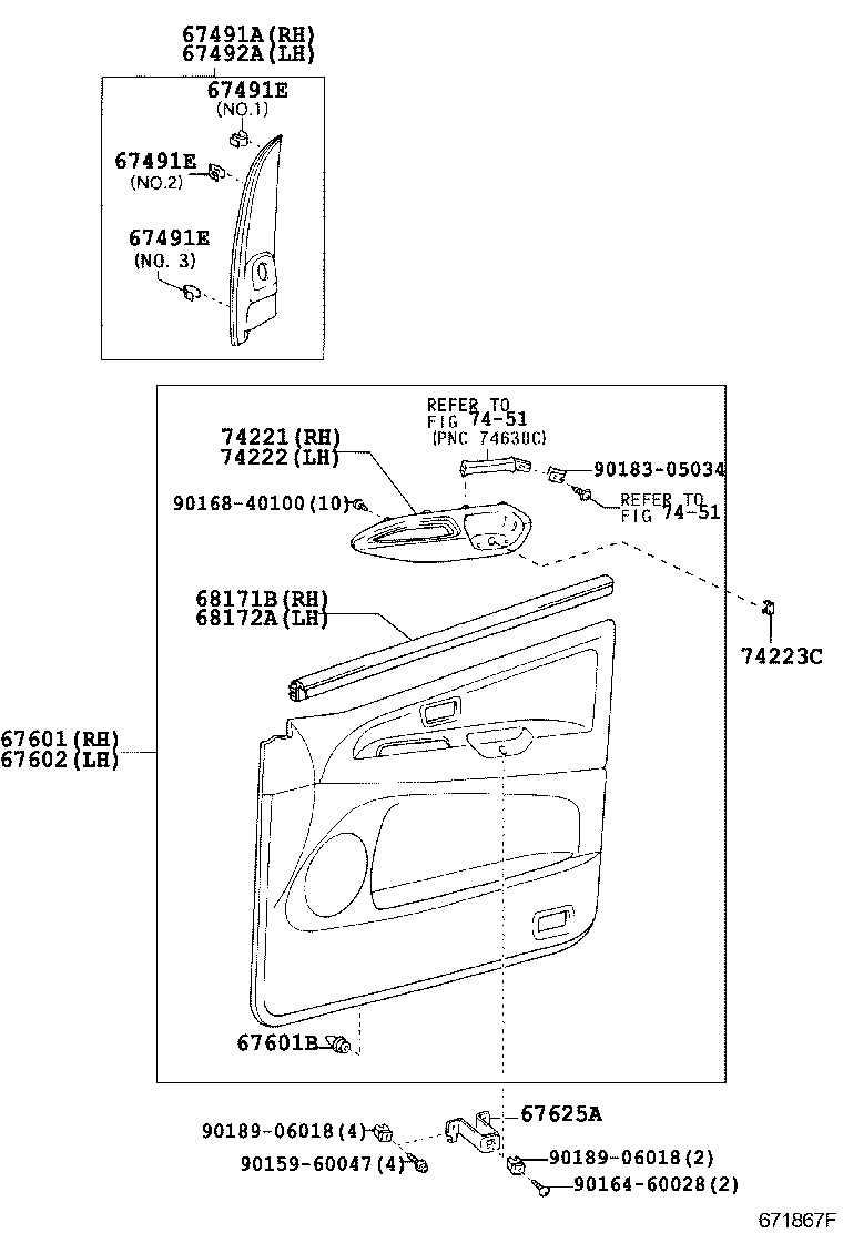 68101-28230 GLASS SUB-ASSY, FRONT DOOR, RH product image