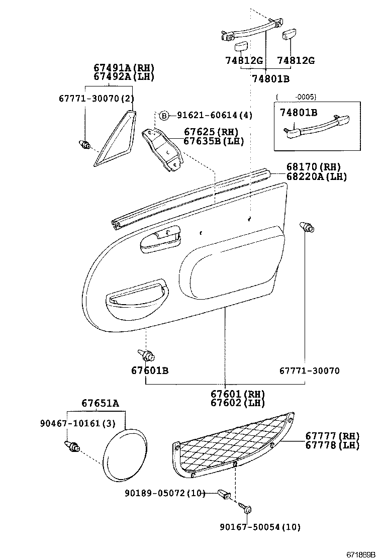 67404-52040 FRAME SUB-ASSY, FRONT DOOR, REAR LOWER LH product image