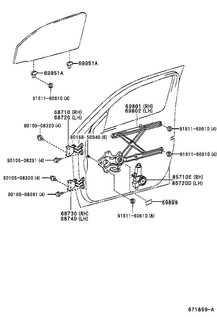 69951-10050 CHANNEL, FRONT DOOR GLASS product image