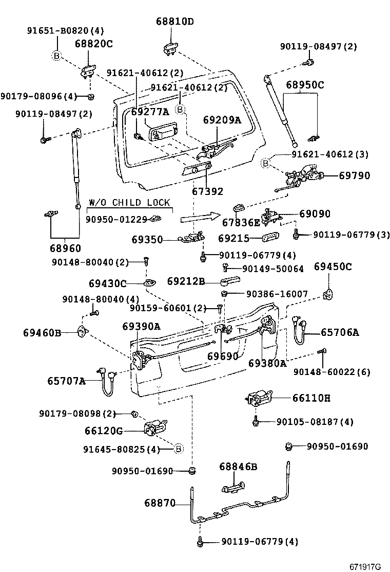 Toyota 68820-95J02 HINGE ASSY, BACK DOOR, LH