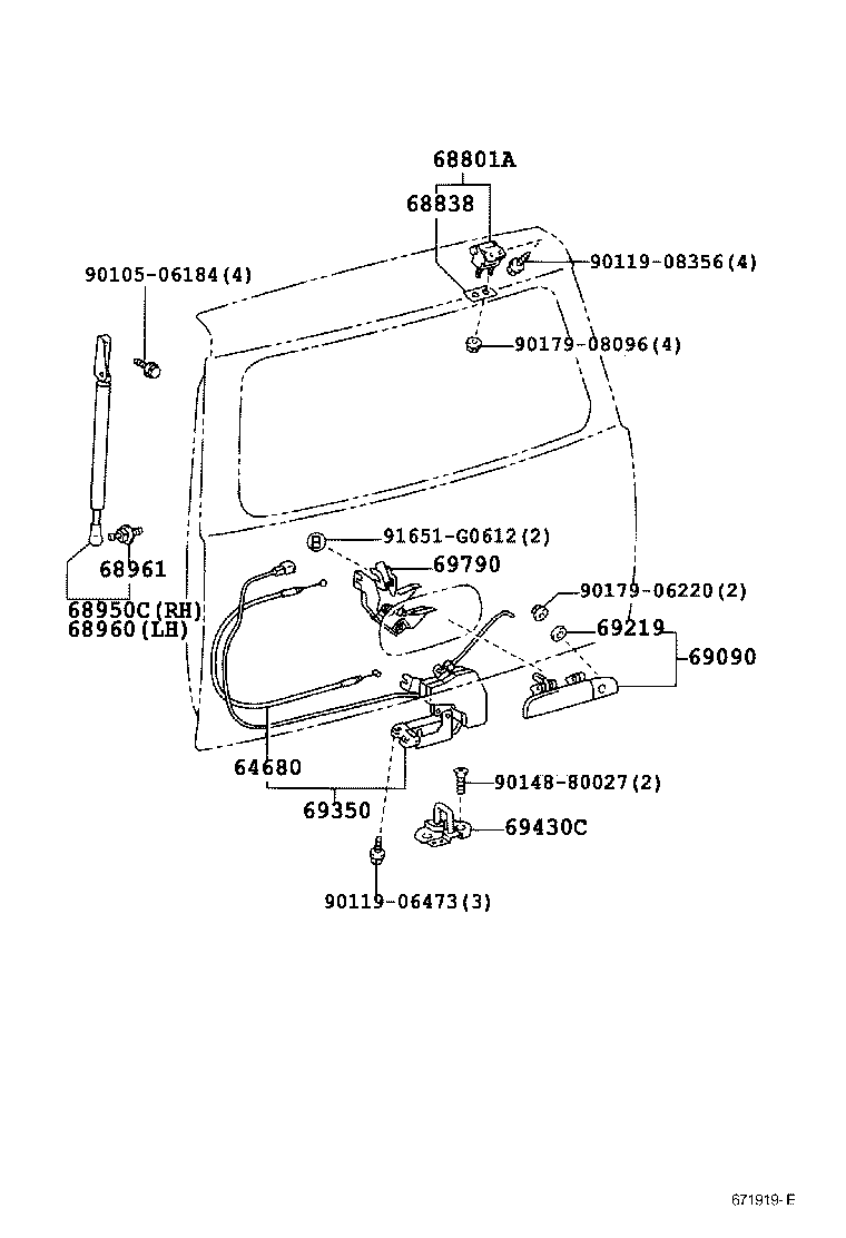 64607-52041 CABLE ASSY, BACK DOOR LOCK CONTROL product image