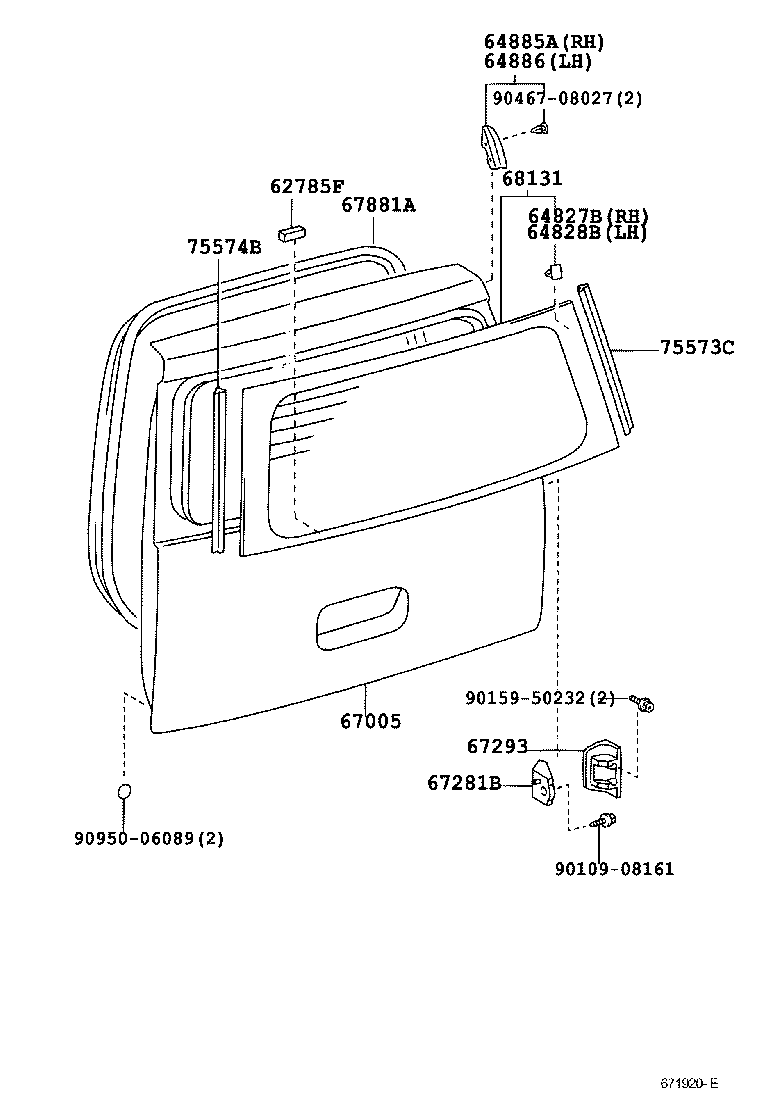 67005-52691 PANEL SUB-ASSY, BACK DOOR product image