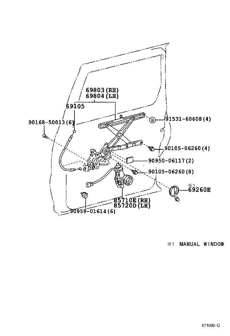85720-28070 MOTOR ASSY, POWER WINDOW REGULATOR, LH product image