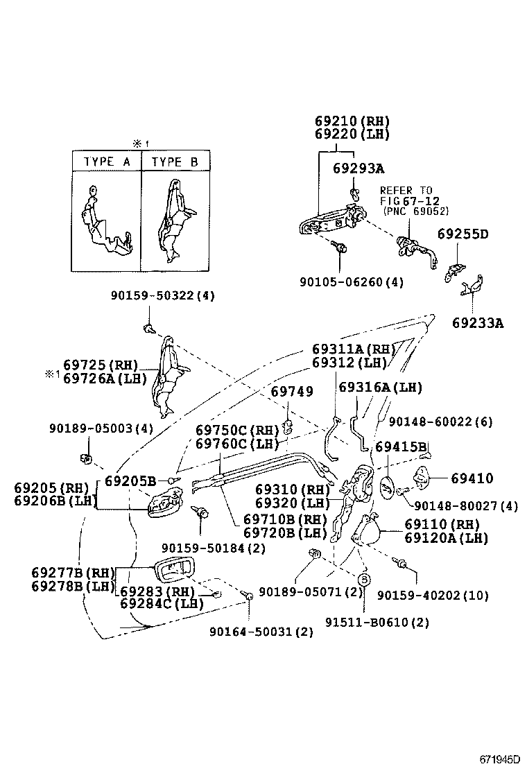 Toyota 69206-47010-C0 HANDLE SUB-ASSY, FRONT DOOR INSIDE, LH
