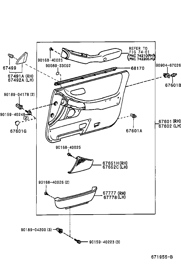 68101-07020 GLASS SUB-ASSY, FRONT DOOR, RH product image