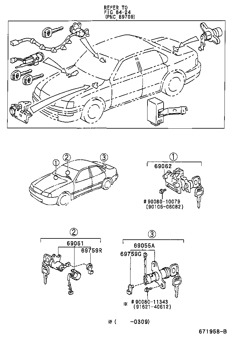 69055-41150 CYLINDER & KEY SET, LUGGAGE COMPARTMENT LOCK product image