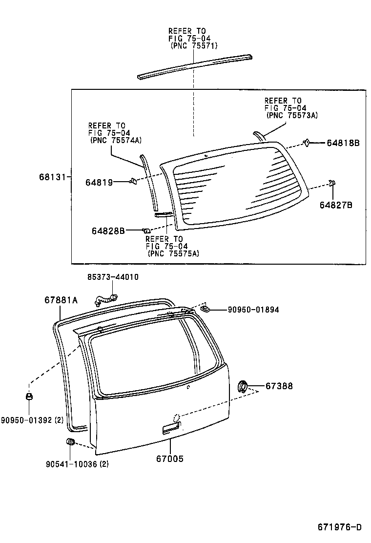 64818-63010 SPACER, BACK DOOR GLASS, NO.1 product image