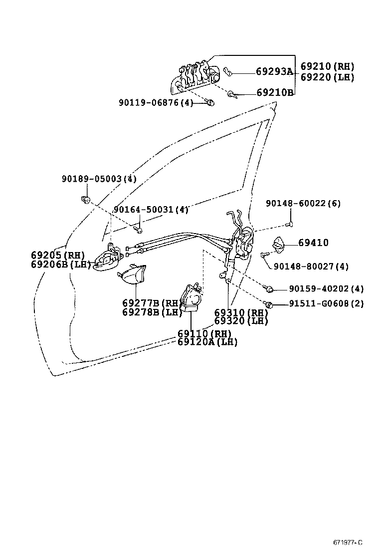 69320-63010 LOCK ASSY, FRONT DOOR, LH product image