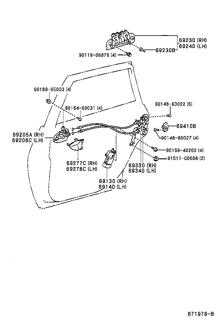 69130-63010 ACTUATOR ASSY, REAR DOOR LOCK, RH product image