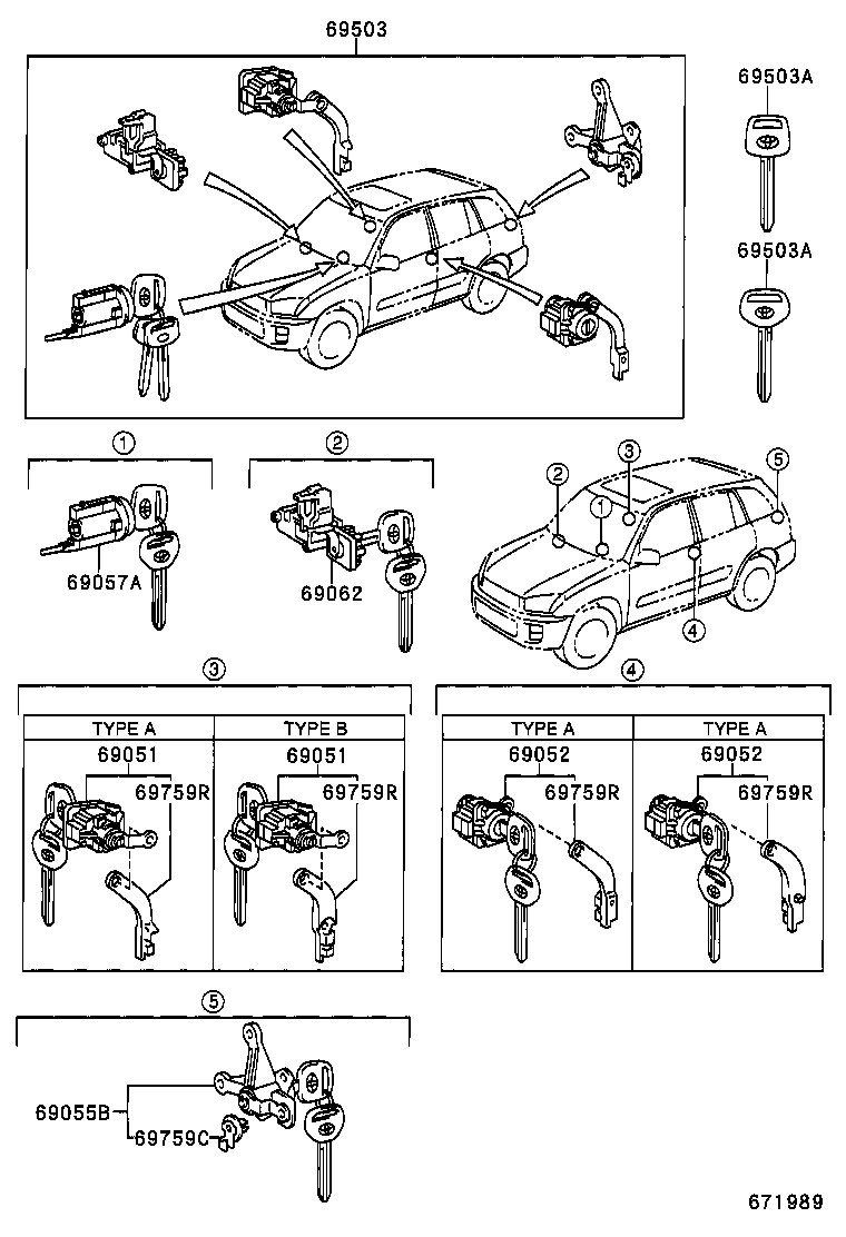 69005-42240 CYLINDER SET, LOCK product image