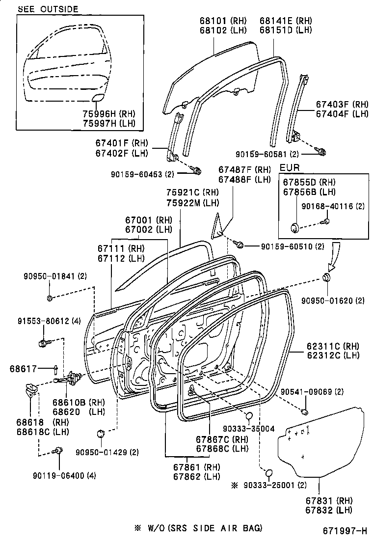 67002-42100 PANEL SUB-ASSY, FRONT DOOR, LH product image