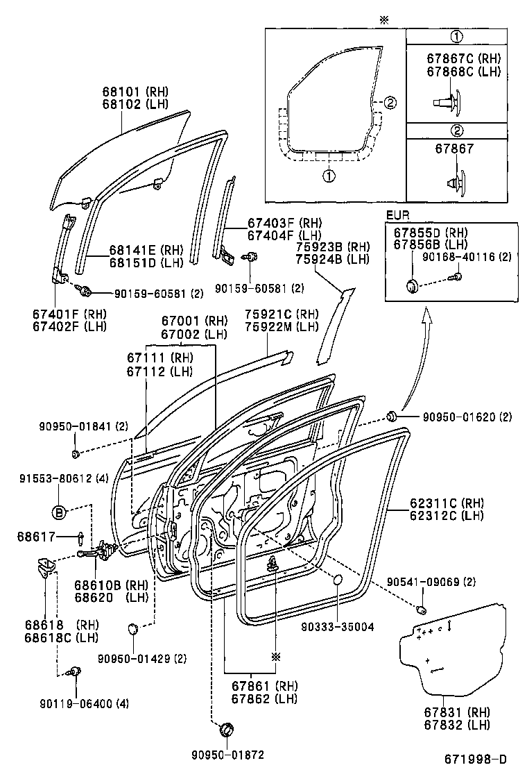 67002-42100 PANEL SUB-ASSY, FRONT DOOR, LH product image