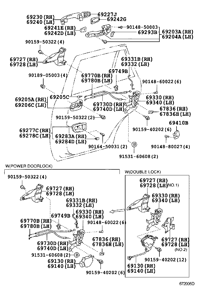 69770-42050 CABLE ASSY, REAR DOOR INSIDE LOCKING, RH product image