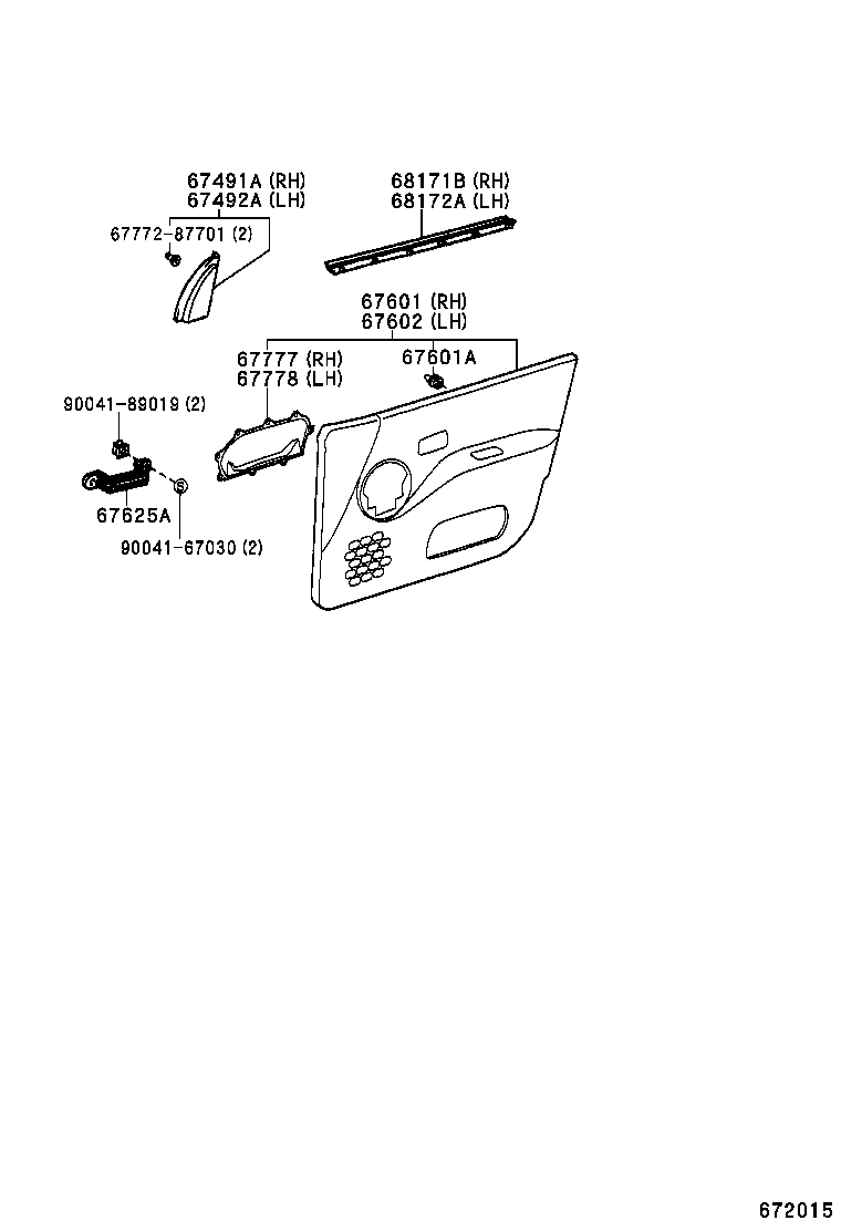 67404-87401 FRAME SUB-ASSY, FRONT DOOR, REAR LOWER LH product image