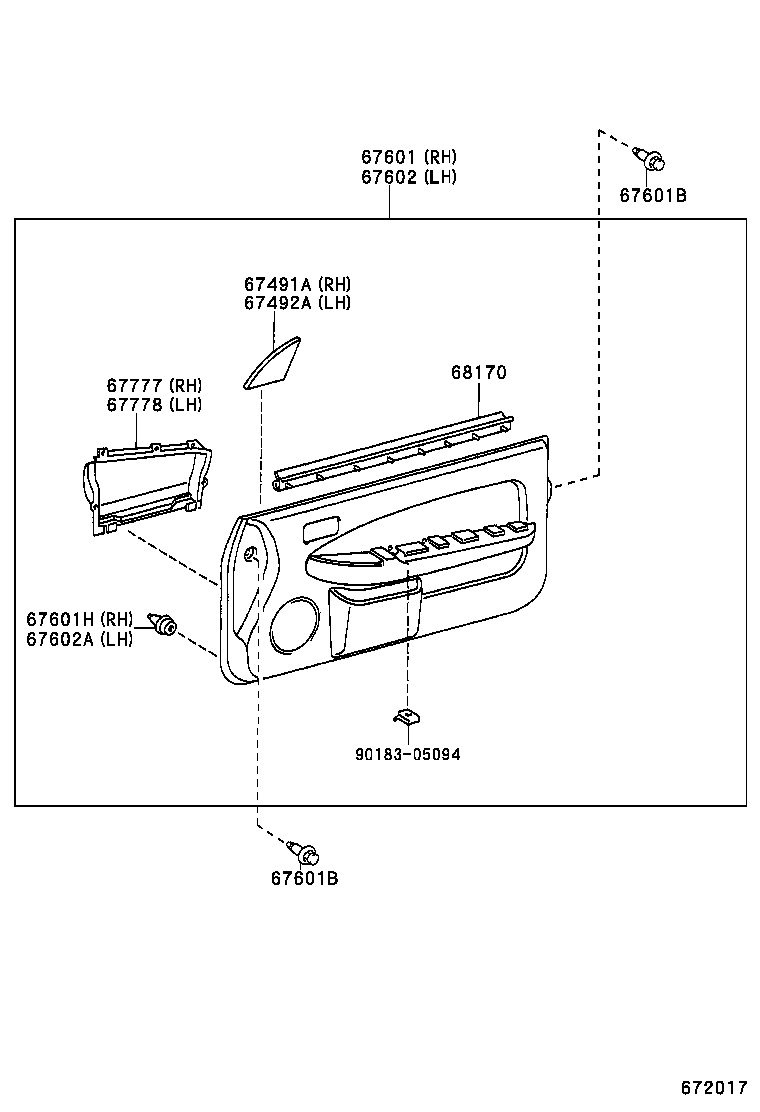 67861-12840 WEATHERSTRIP, FRONT DOOR, RH product image