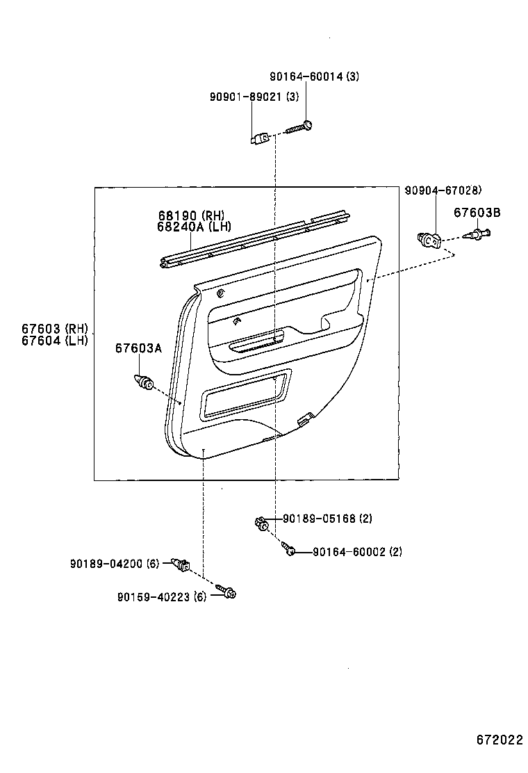 68630-51020 CHECK ASSY, REAR DOOR, RH product image