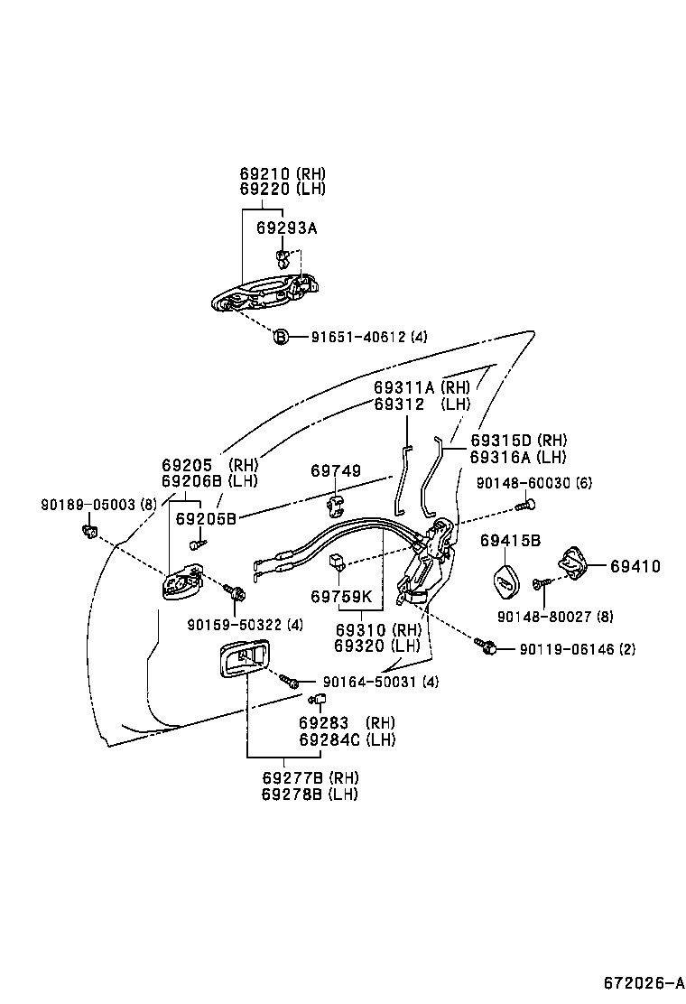 69040-51020 LOCK ASSY, FRONT DOOR, LH product image