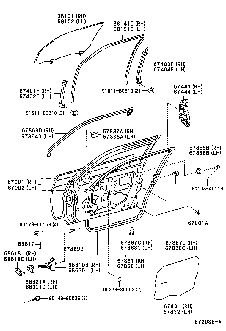 67862-51020 WEATHERSTRIP, FRONT DOOR, LH product image