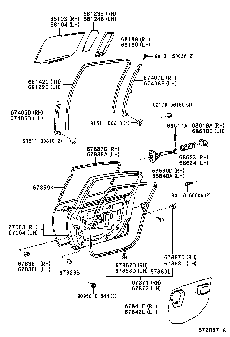 68630-51020 CHECK ASSY, REAR DOOR, RH product image