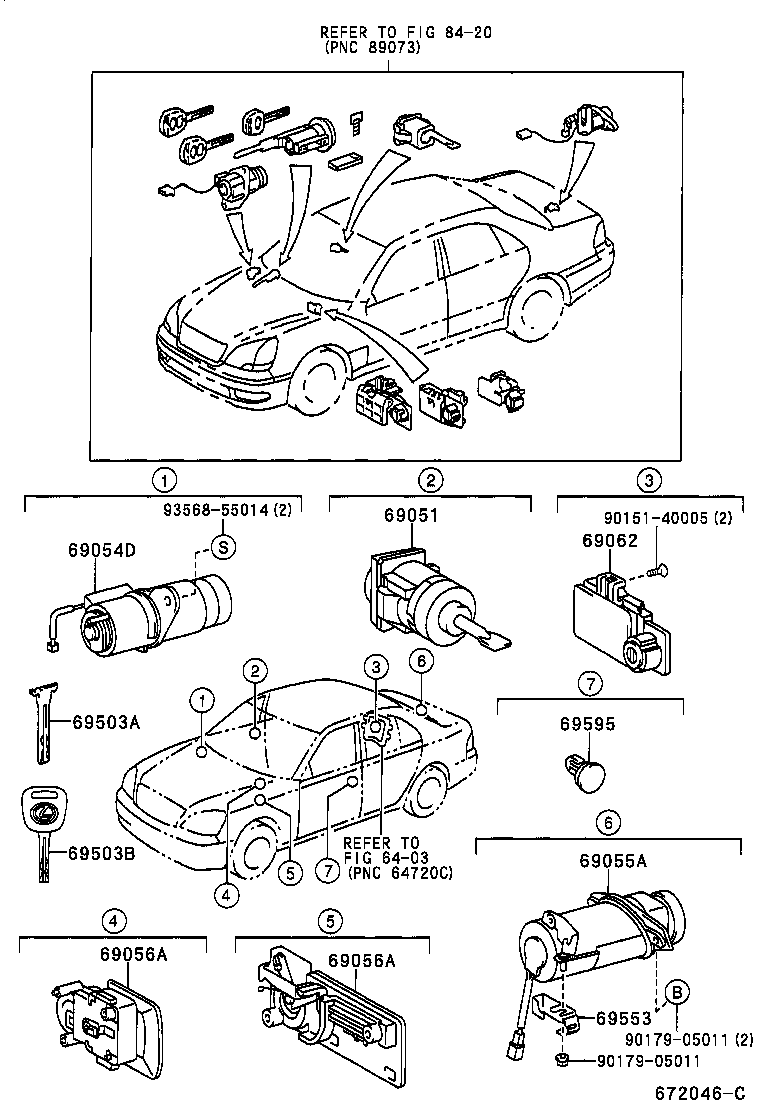 69052-50140 CYLINDER & KEY SET, DOOR LOCK, LH product image