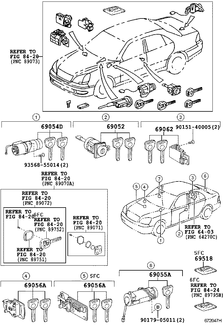 Toyota 69052-50130 CYLINDER & KEY SET, DOOR LOCK, LH
