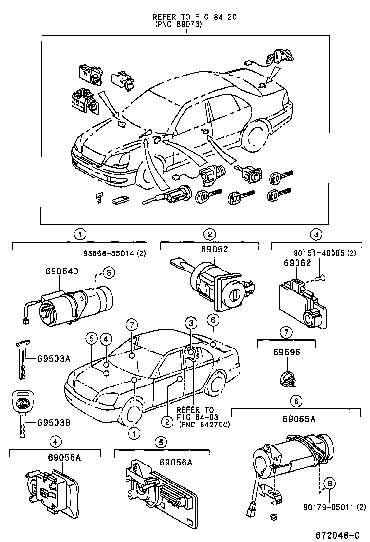 69052-50140 CYLINDER & KEY SET, DOOR LOCK, LH product image