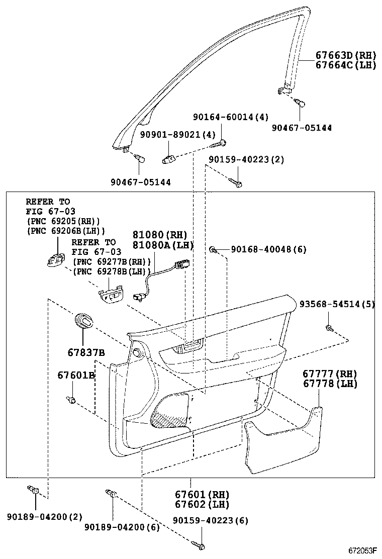 68101-50160 GLASS SUB-ASSY, FRONT DOOR, RH product image