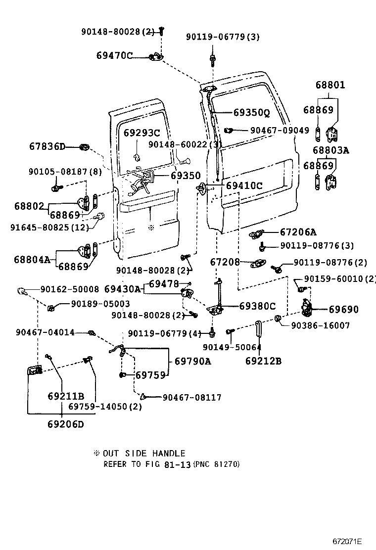 68802-60030 HINGE SUB-ASSY, BACK DOOR, UPPER LH product image