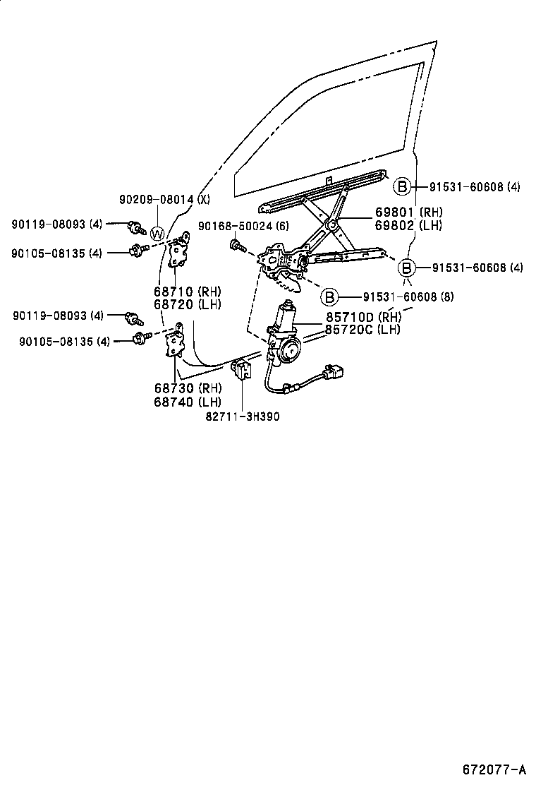 85710-60150 MOTOR ASSY, POWER WINDOW REGULATOR, RH product image