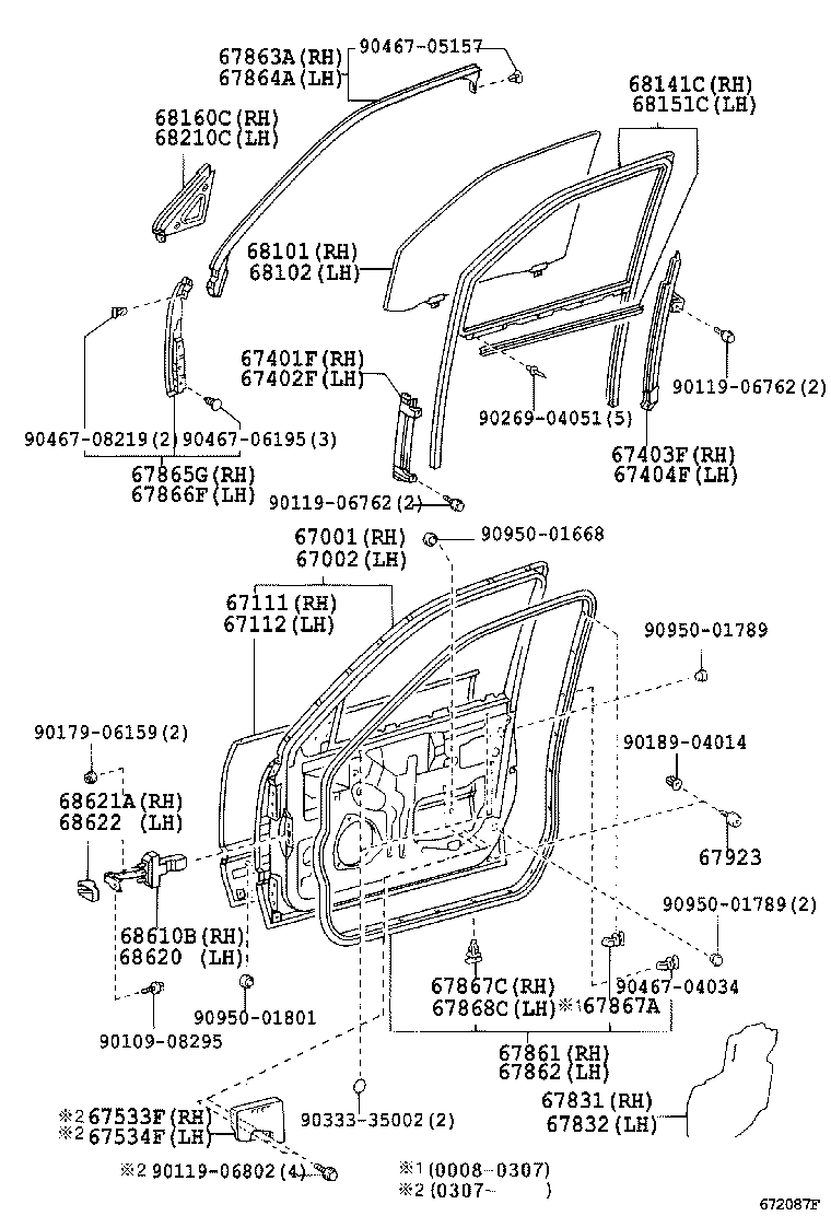 Toyota 67404-50010 FRAME SUB-ASSY, FRONT DOOR, REAR LOWER LH